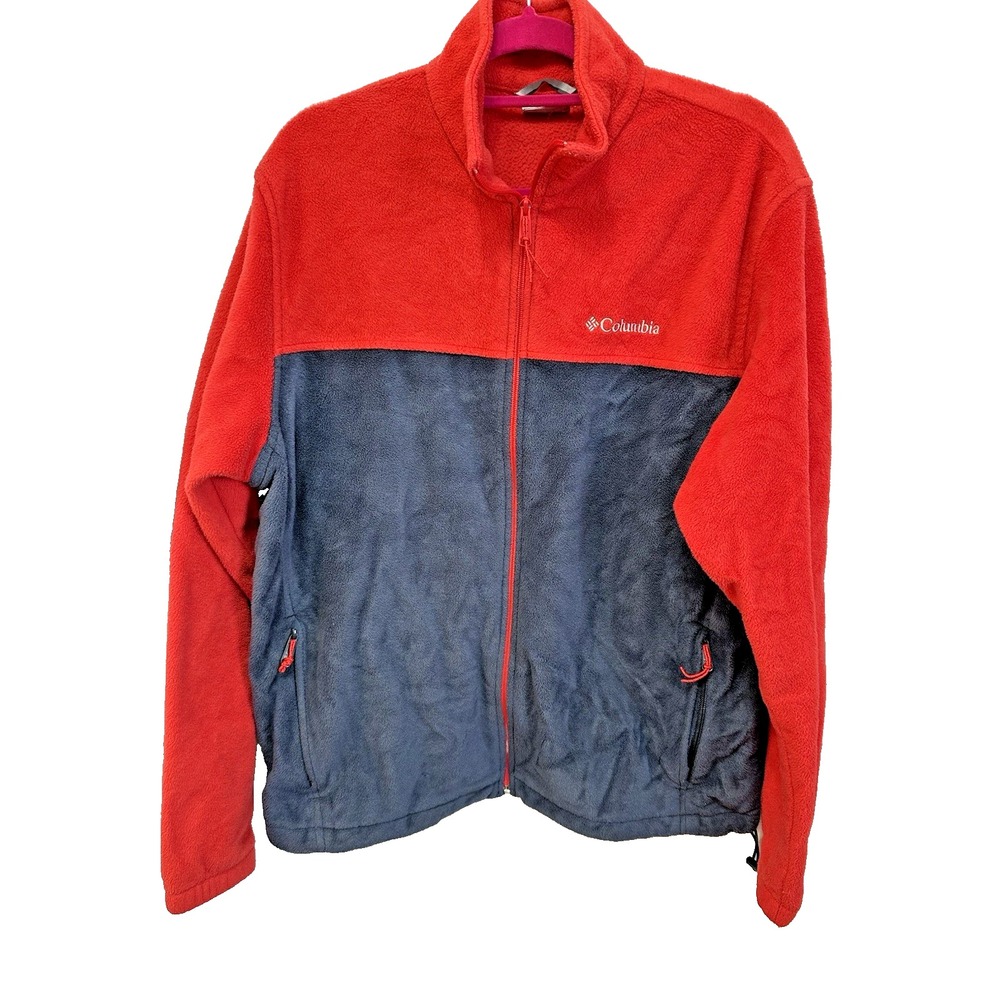 Columbia Steens Mountain 2.0 Full Zip Fleece Jacket Men's XL Red Navy Blue